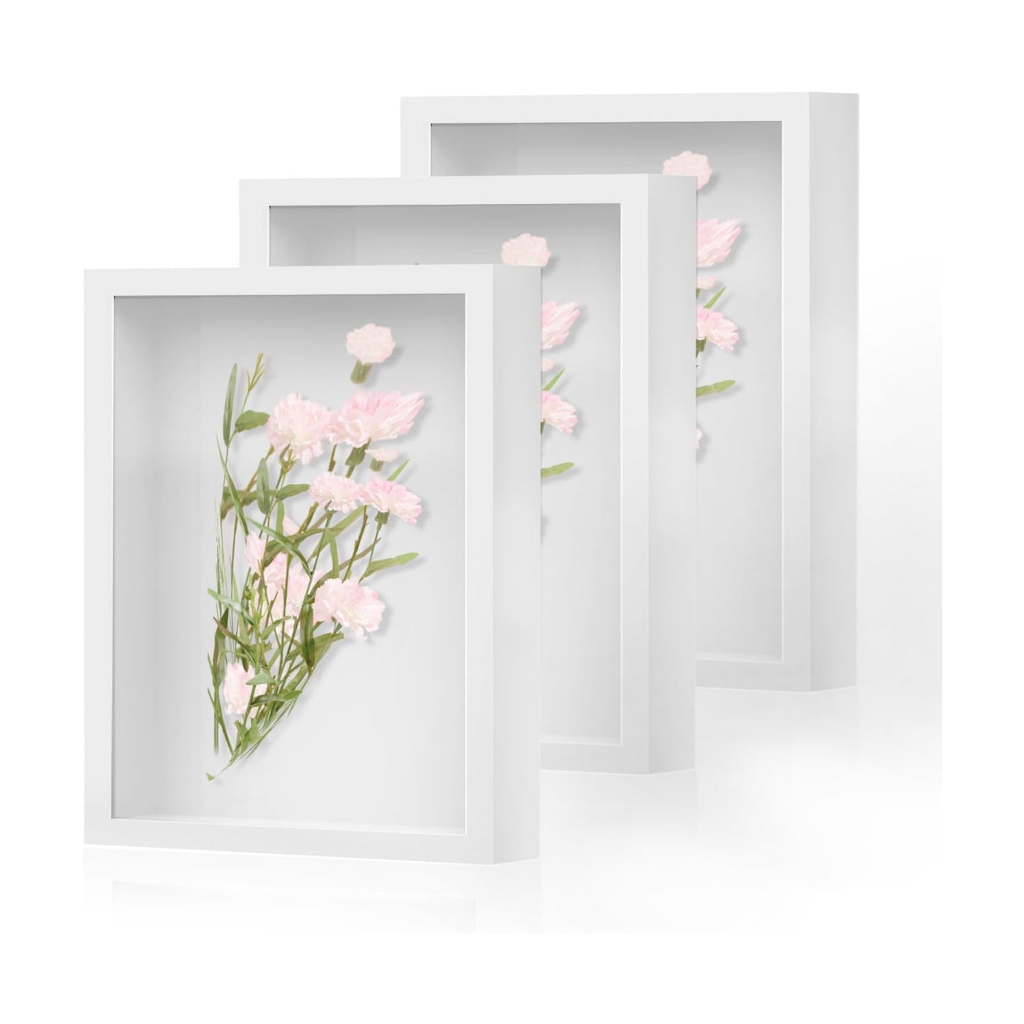 Shadow Box Frame 8x10 - 3 Pack Wood Deep Shadowbox with Glass | Shadow Boxes Display Cases Suitable for Photos, Dried
