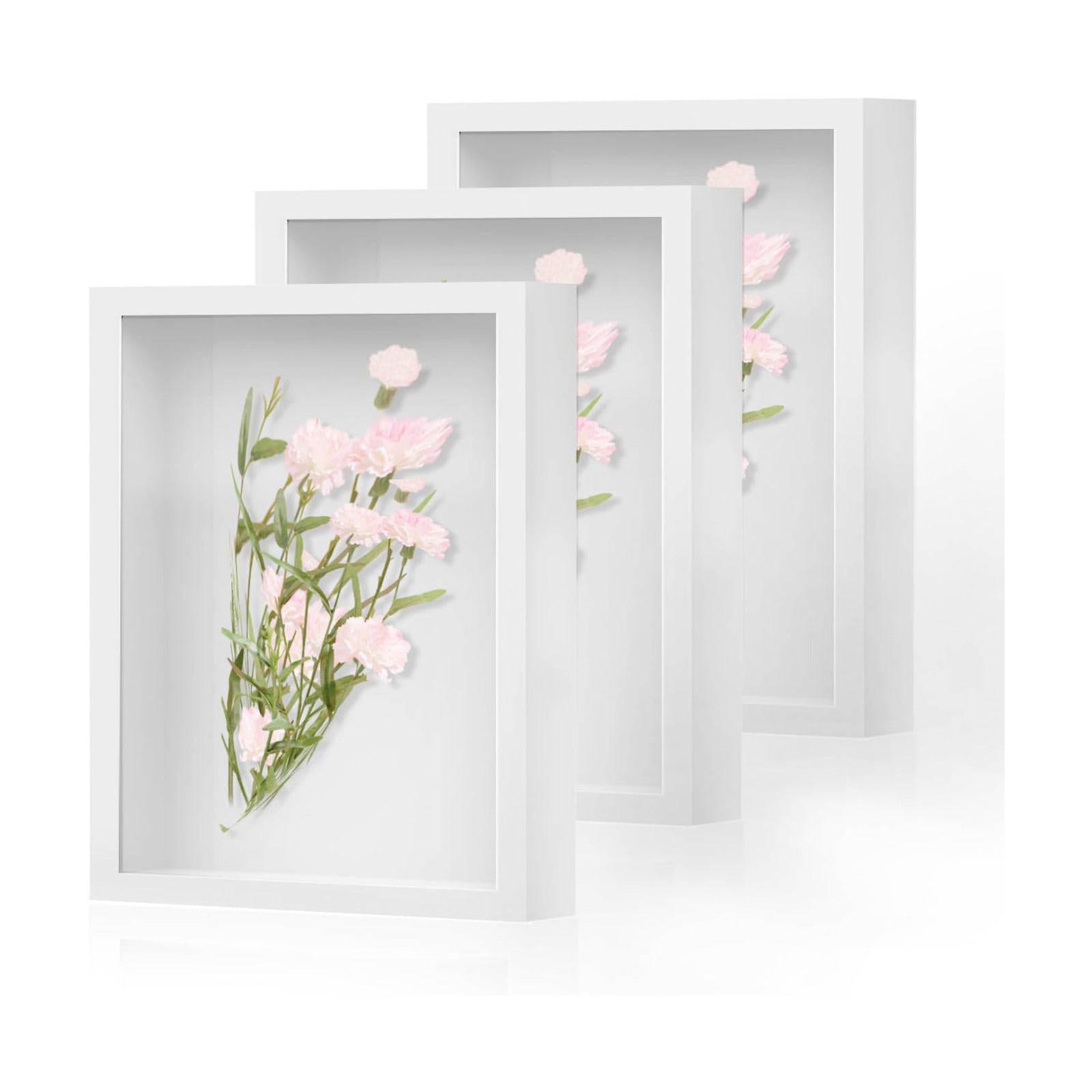 Shadow Box Frame 8x10 - 3 Pack Wood Deep Shadowbox with Glass | Shadow Boxes Display Cases Suitable for Photos, Dried