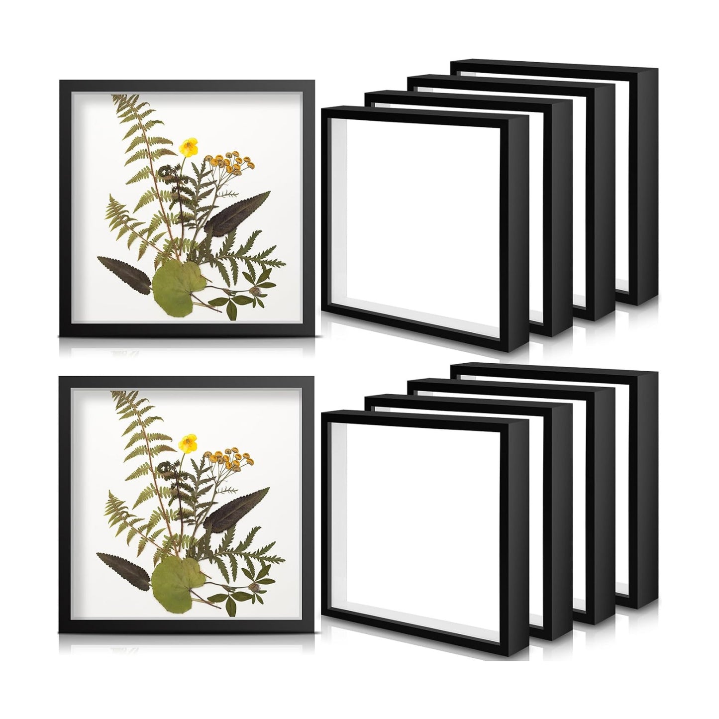 Geetery 10 Pack Shadow Box Frame 10 x 10 Inch Wood Frame Memory Display Case Bulk Shadow Boxes for Photo Flowers