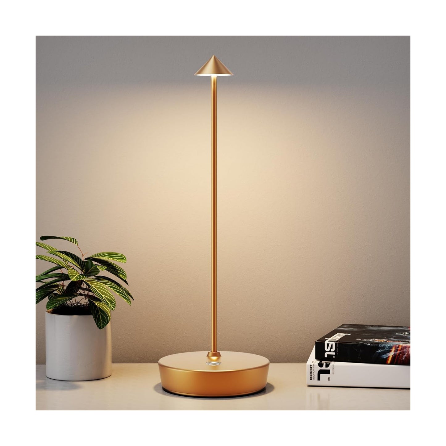 Rechargeable Cordless Table Lamp, Portable Powered LED Battery 6000mAh Metal USB Desk Lamp, 3 Levels Brightness Light