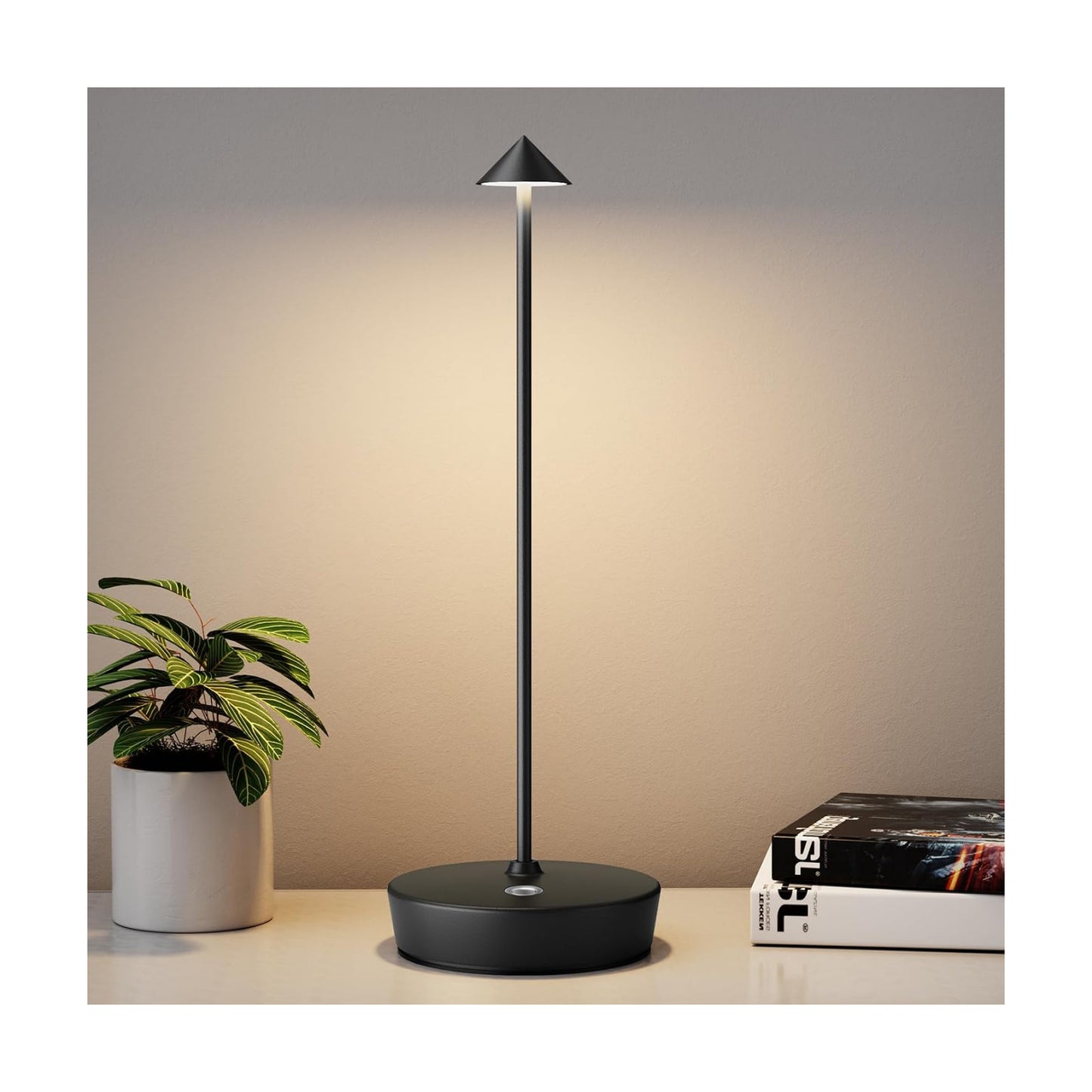 Rechargeable Cordless Table Lamp, Portable Powered LED Battery 6000mAh Metal USB Desk Lamp, 3 Levels Brightness Light