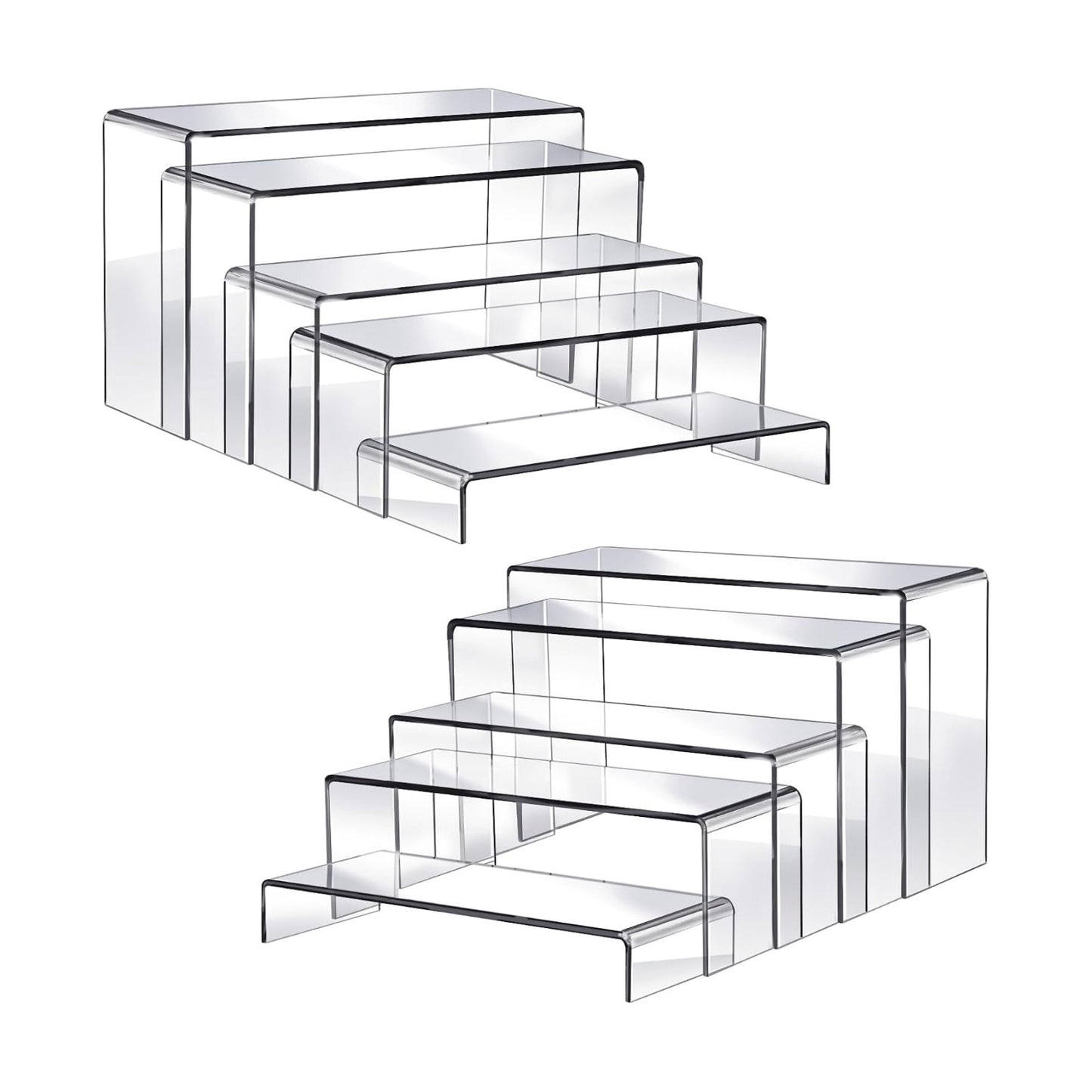 Fixwal 10pcs 2 Set Clear Acrylic Display Risers Large | Perfume organizer stands, perfect for figures, cupcake