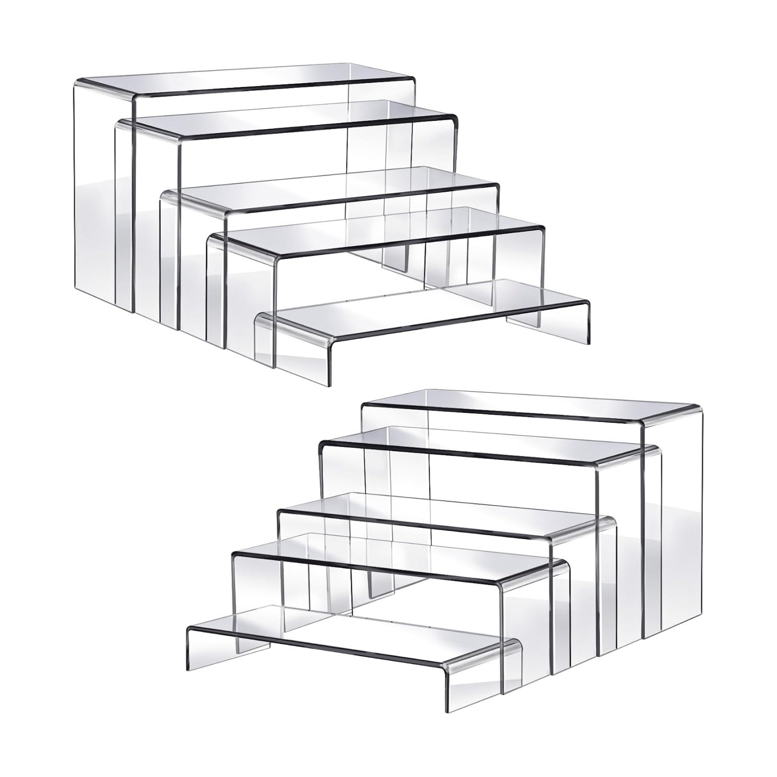 Fixwal 10pcs 2 Set Clear Acrylic Display Risers Large | Perfume organizer stands, perfect for figures, cupcake