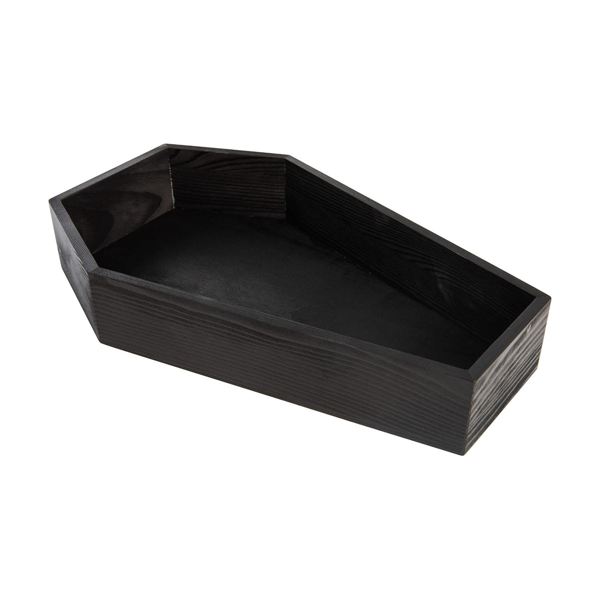 Creative Hobbies Black Painted Wood Coffin Tray - 13.5 Inch Coffin Shaped Serving Tray Box, Great for Candy, Keys, Candles - Perfect Halloween Décor | 13.5" x 8.5"