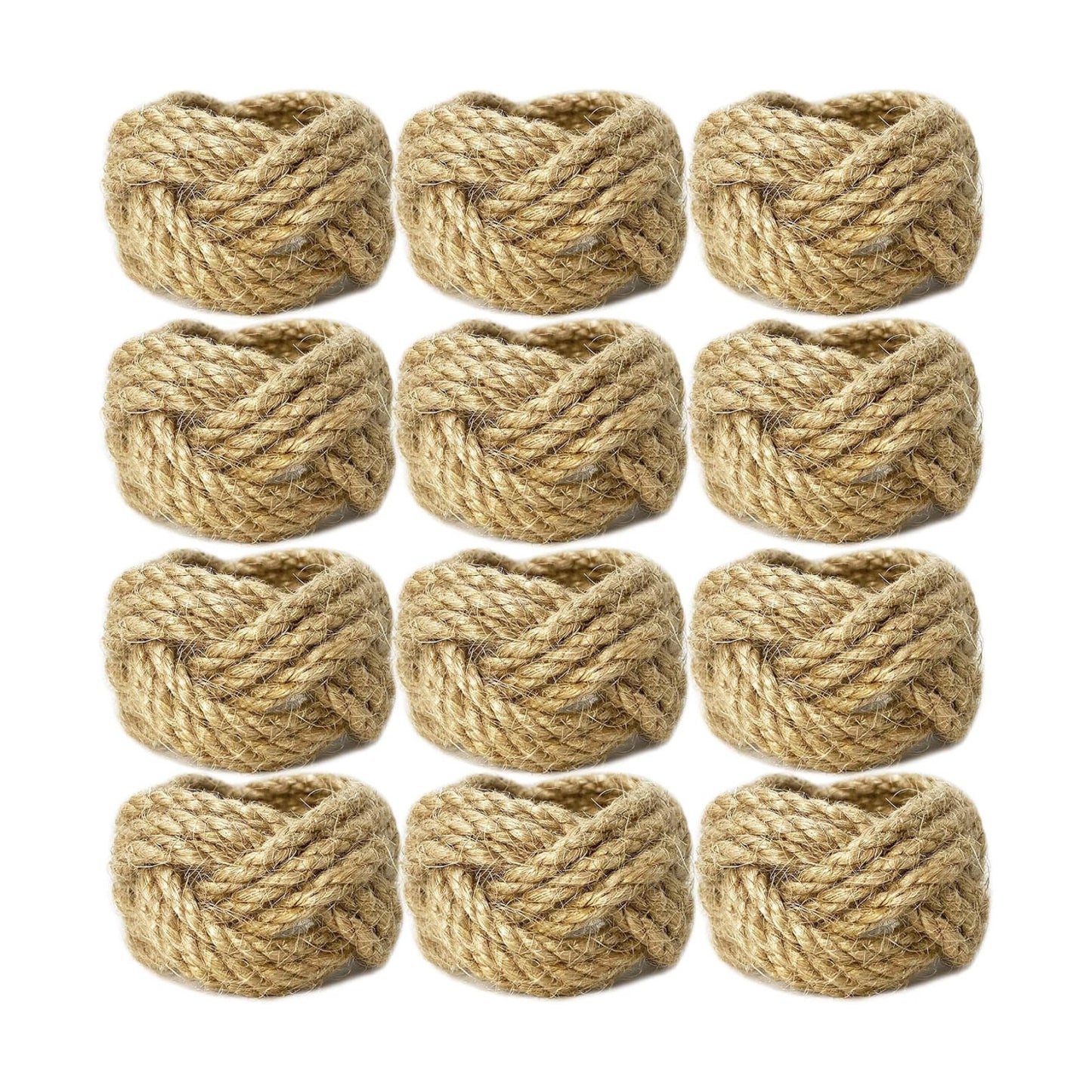 Woven Napkin Rings Bulk Farmhouse Burlap Jute Napkin Rings for Dinning Table / Set of 12