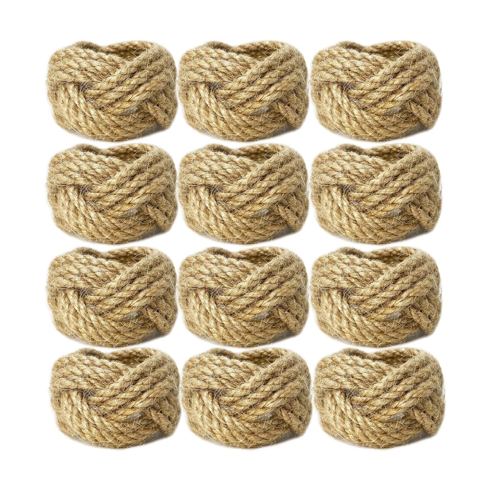 Woven Napkin Rings Bulk Farmhouse Burlap Jute Napkin Rings for Dinning Table / Set of 12
