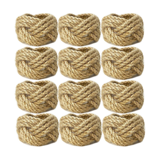 Woven Napkin Rings Bulk Farmhouse Burlap Jute Napkin Rings for Dinning Table / Set of 12