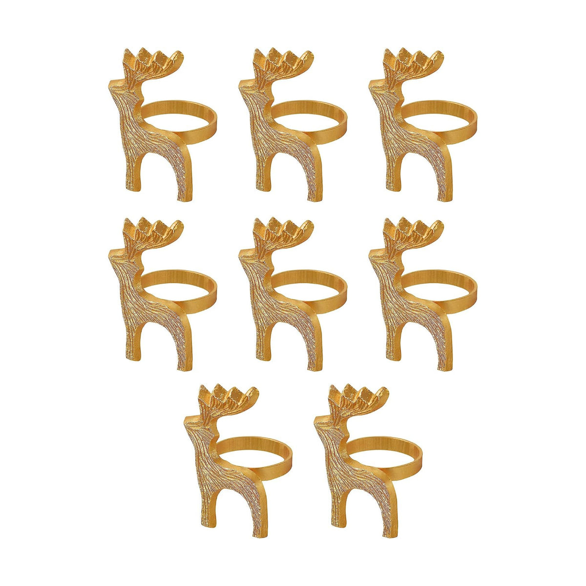 COTTON CRAFT Christmas Napkin Rings - 8 Pack Metal Reindeer Napkin Ring