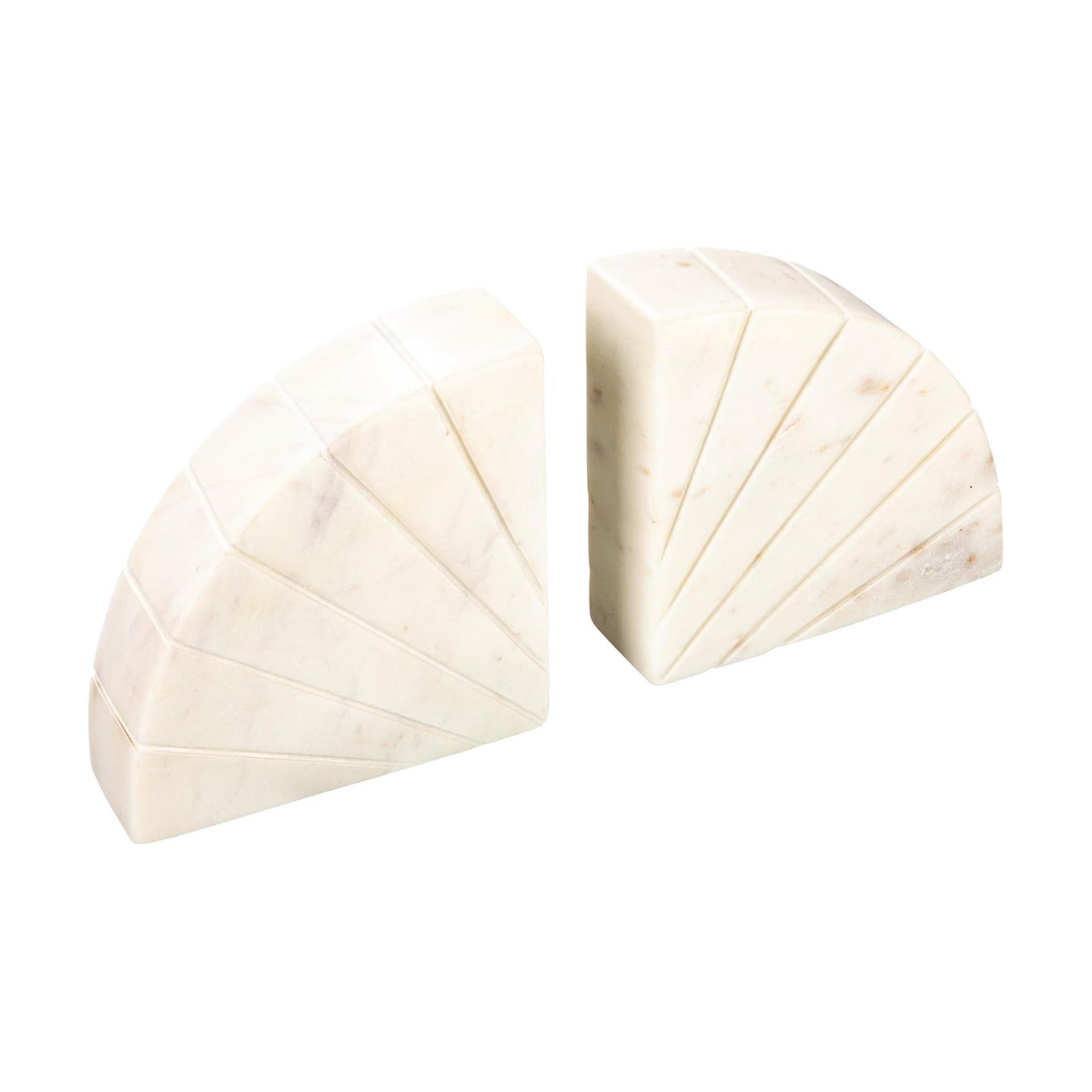 Modern Arched Semicircle Marble Bookends / White / Set of 2