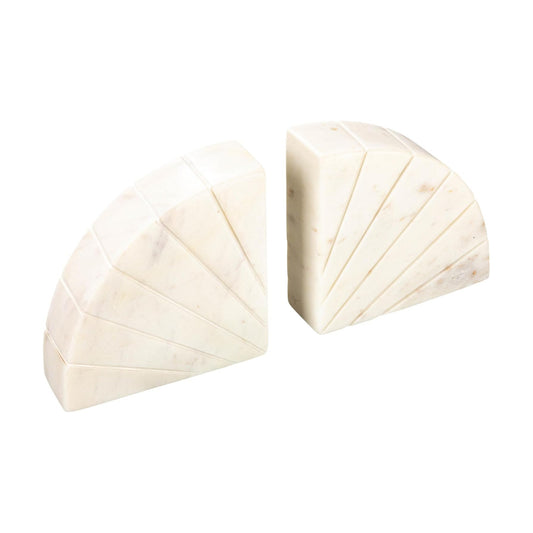 Modern Arched Semicircle Marble Bookends / White / Set of 2