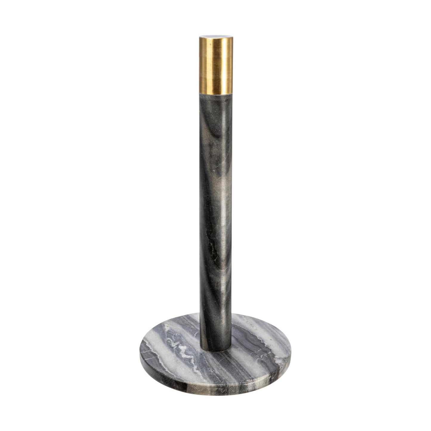Modern Marble Paper Towel Holder with Brass Detail, Grey