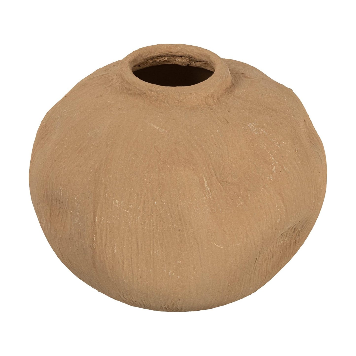 Pinched Organic Shape Terracotta Vase / Taupe / 6.5" Diameter x 5.5" H