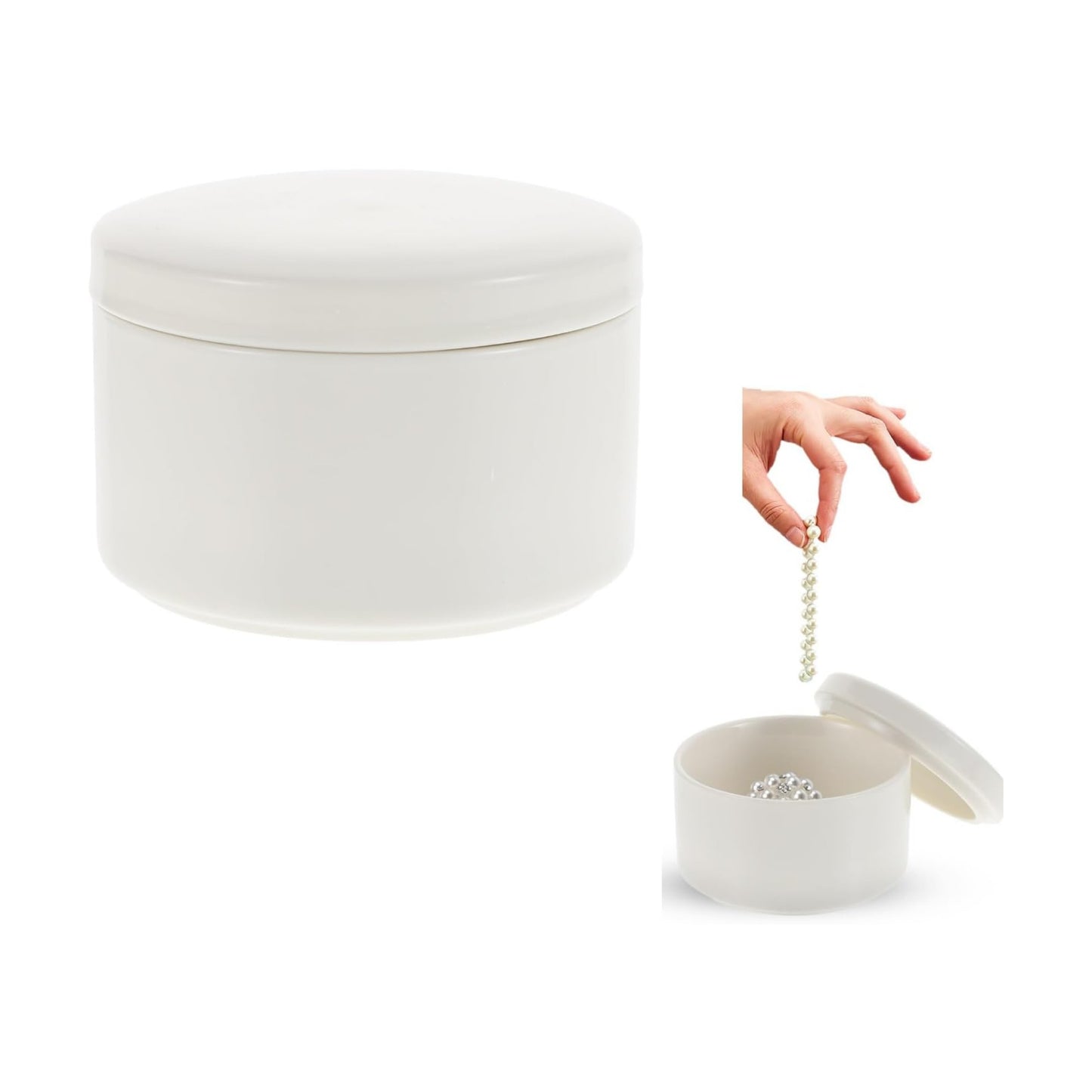 Ceramic Jewelry Box / White / 3 Inch