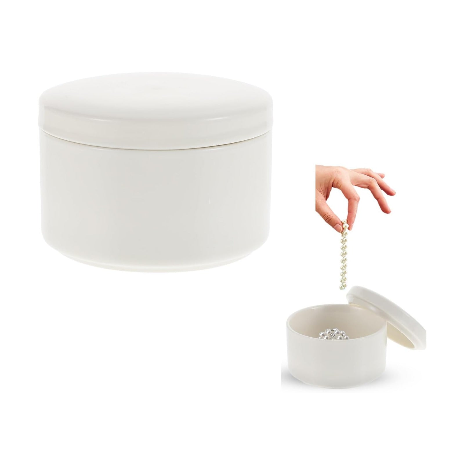 Ceramic Jewelry Box / White / 3 Inch