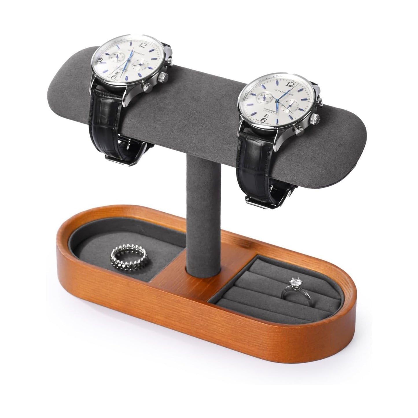 Oirlv Solid Wood Watch Stand T-bar Watch Holder Organizer for Men and Women Showcase Bracelet Bangle Jewelry Display