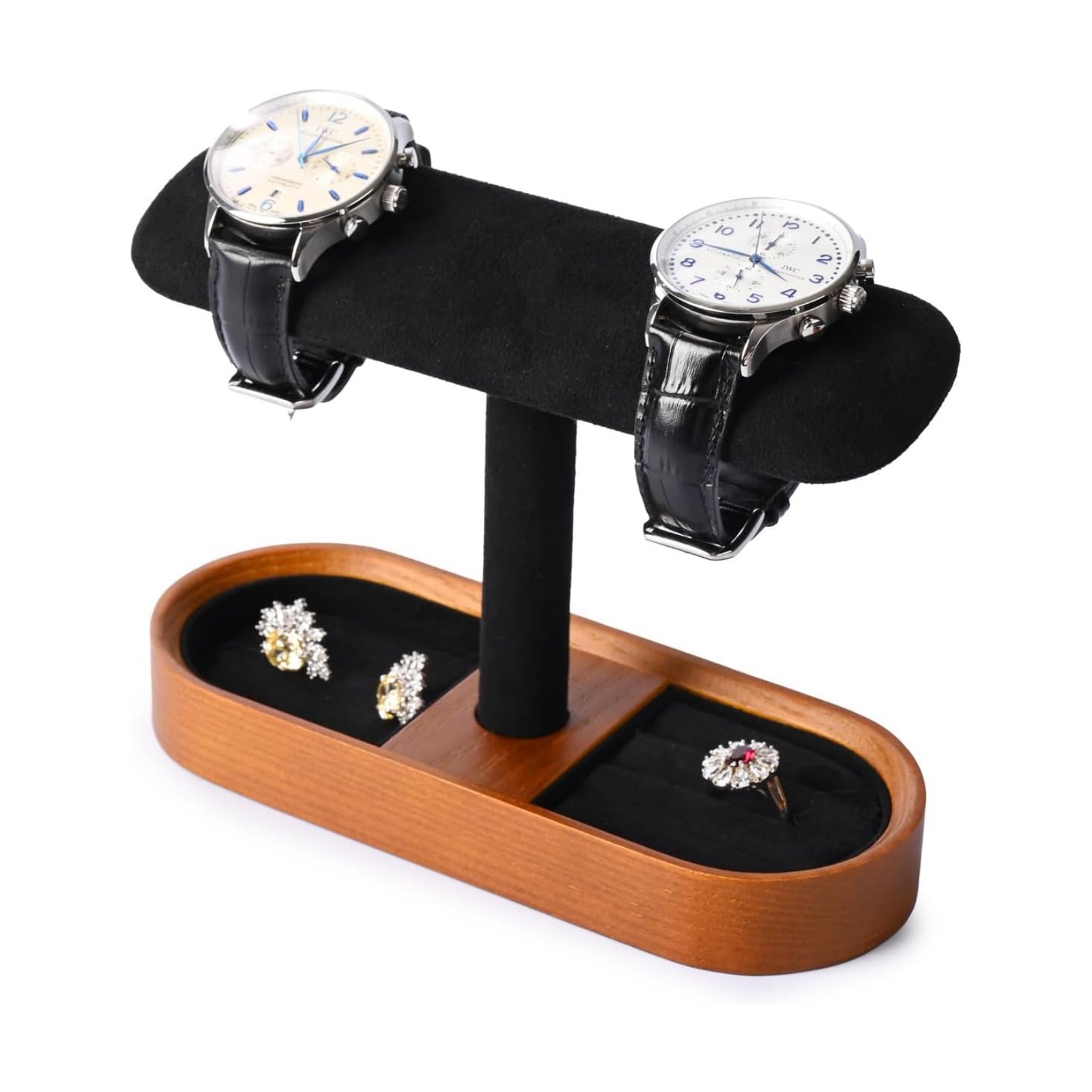 Oirlv Solid Wood Watch Stand T-bar Watch Holder Organizer for Men and Women Showcase Bracelet Bangle Jewelry Display