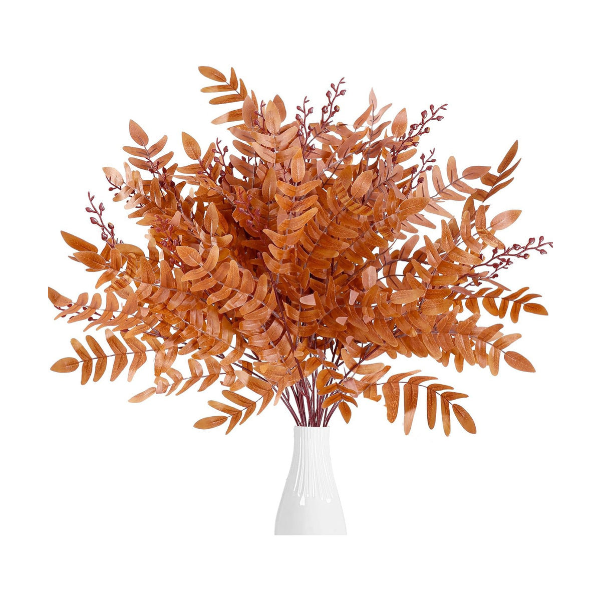 Sggvecsy 4 Pack Artificial Fall Greenery Stem Autumn Faux Flowers Autumn Faux Plants Silk Fall Shrubs Bushes Fall Leaves Stem for Indoor Outdoor Home Table Centerpieces Thanksgiving Decoration（Orange）