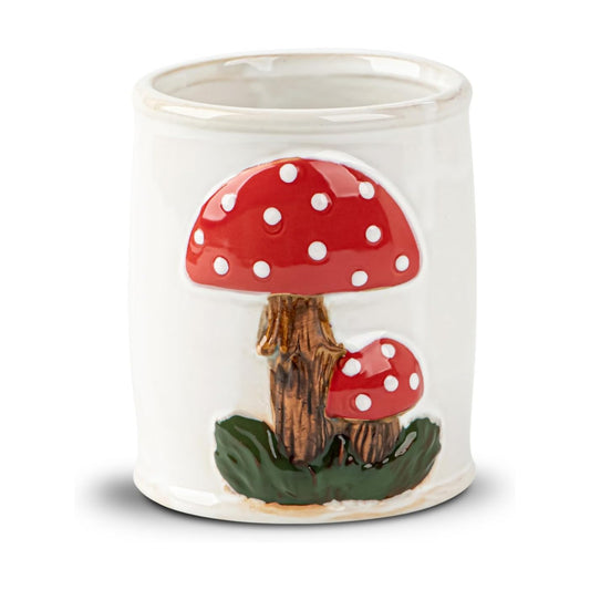 Mushroom Makeup Brush Holder Ceramic Makeup Brush Organizer Make Up Brush Holder Organizer / White