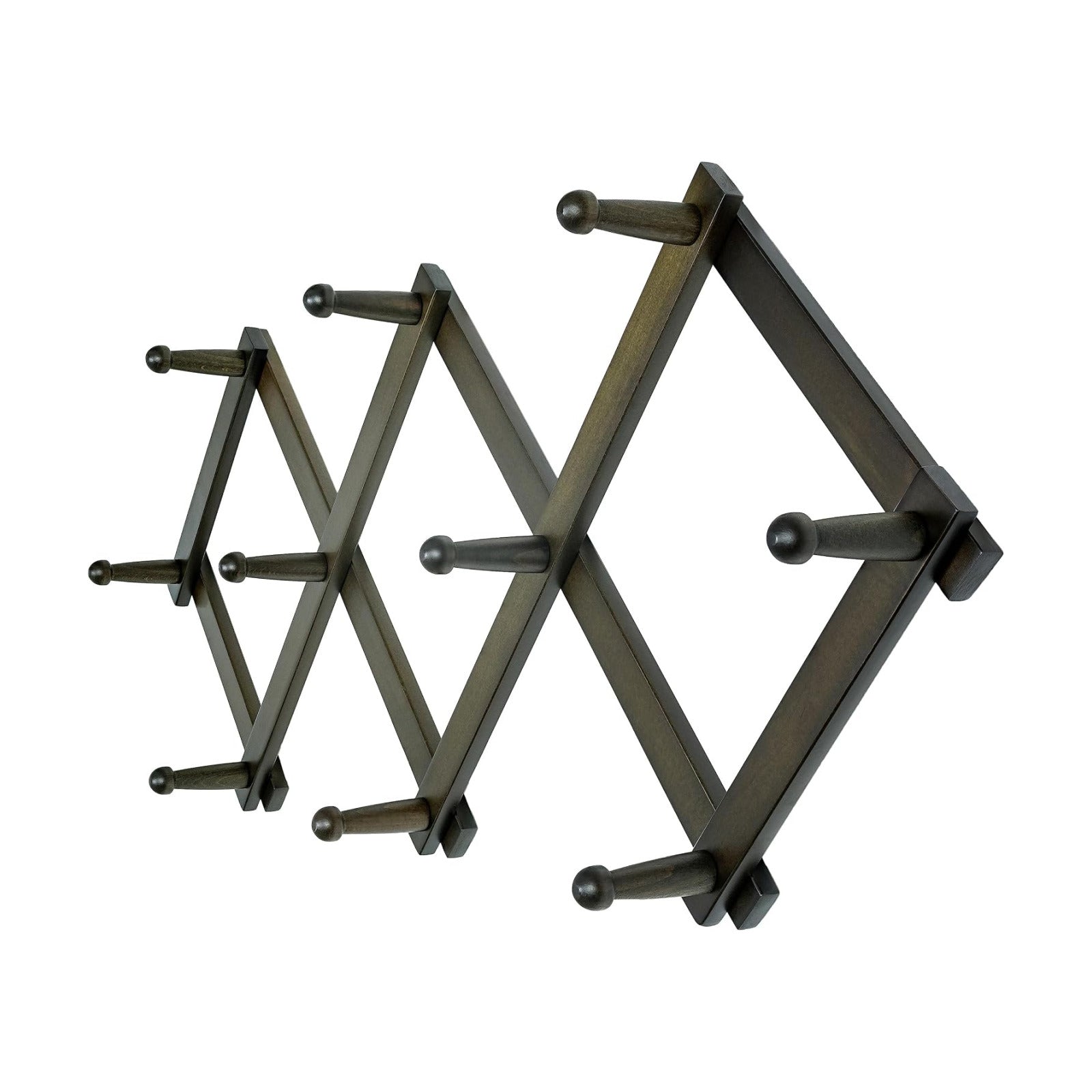 Accordion Wall Hanger: 16" High Wooden Expandable Coat Rack,Hat Rack,Accordion Hook Wall Mount for Baseball