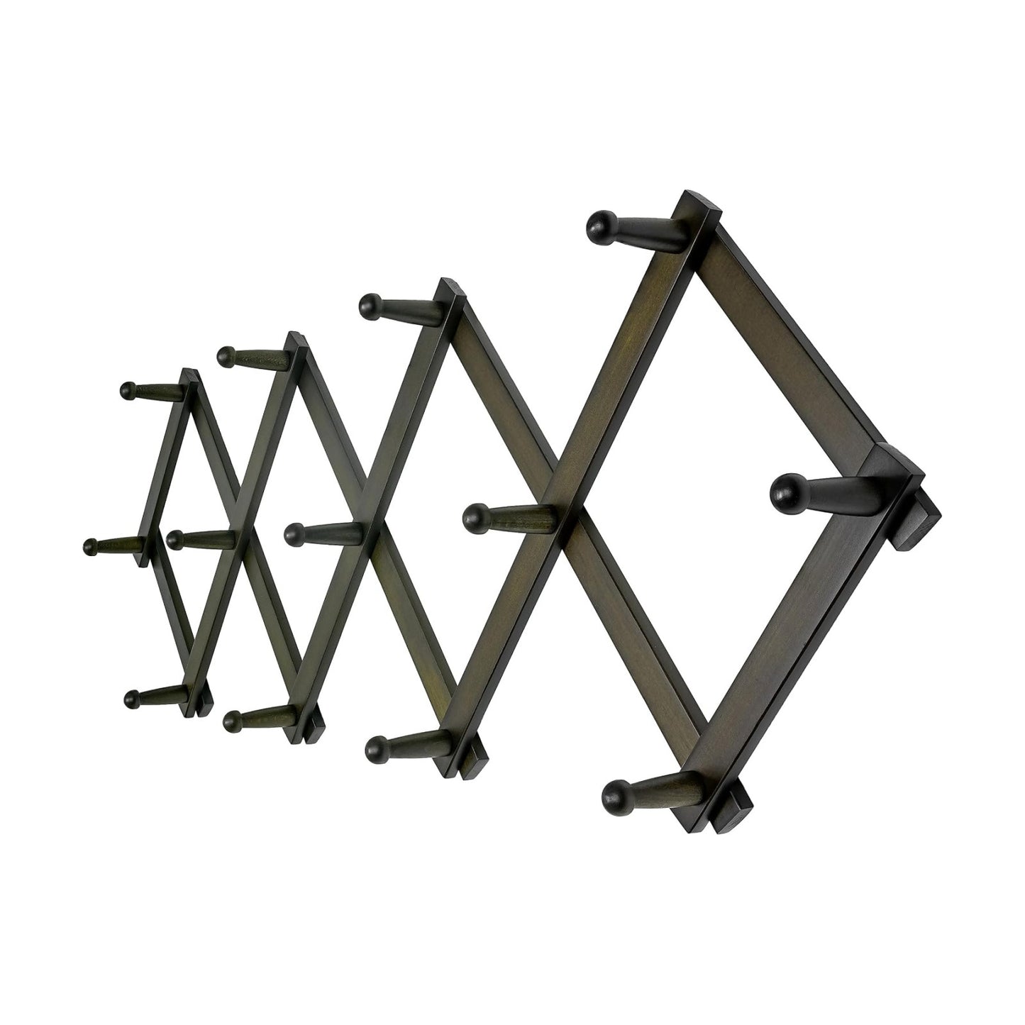 Accordion Wall Hanger:16'' High Wooden Wall Expandable Coat Rack,Hat Rack Holder,Accordion Hook for Baseball