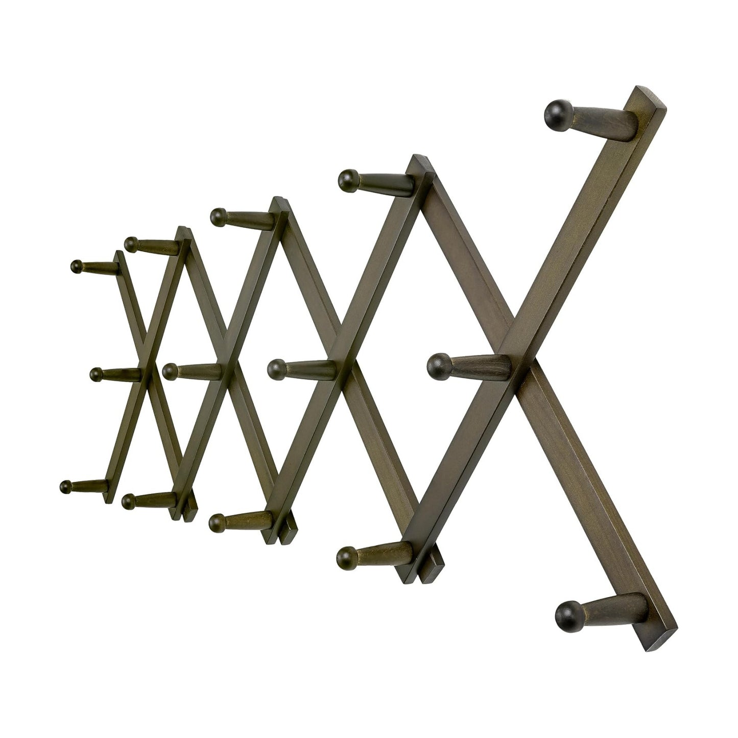 Accordion Wall Hanger:16'' High Wooden Expandable Coat Rack, Hat Rack for Wall,Accordion Hook for Baseball