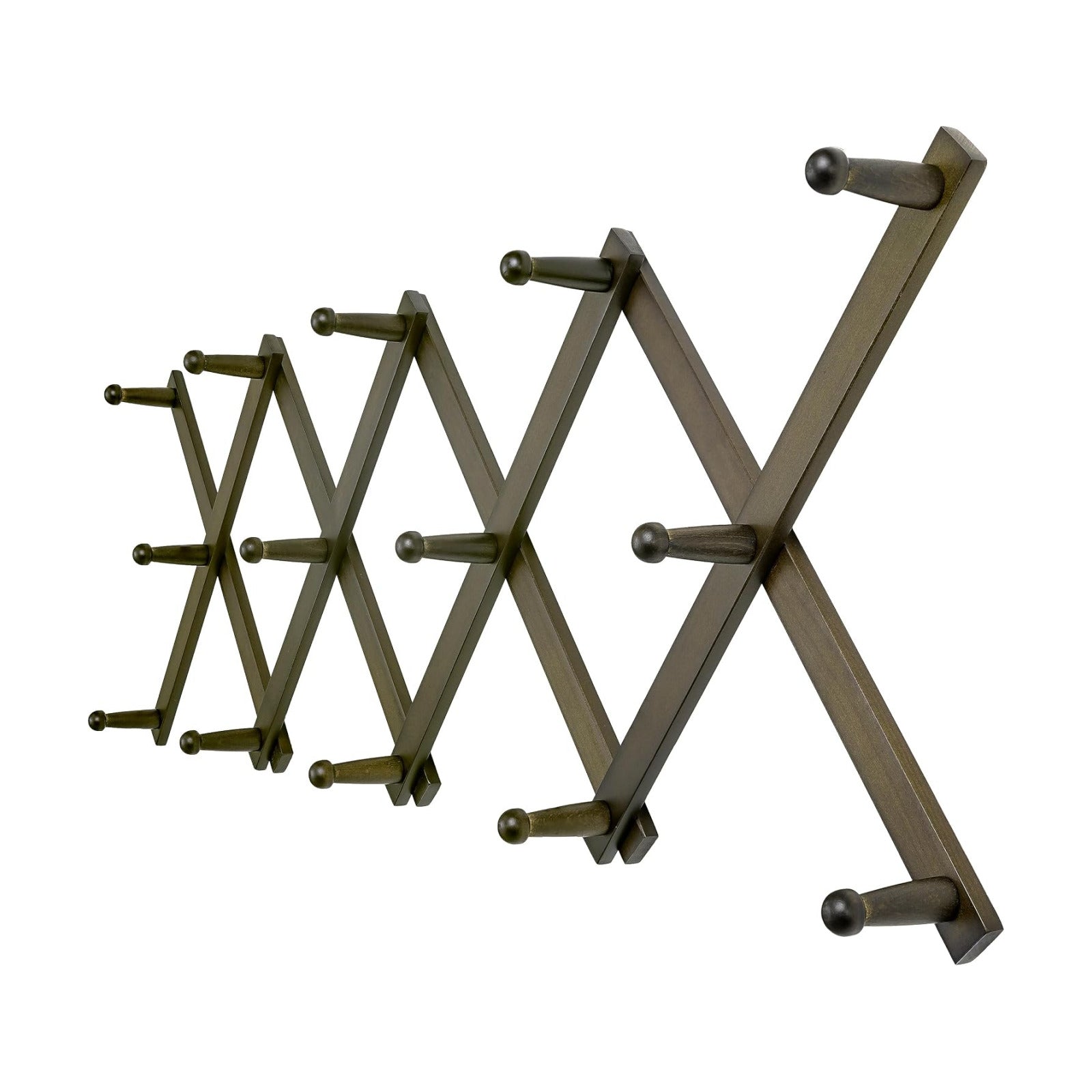 Accordion Wall Hanger:16'' High Wooden Expandable Coat Rack, Hat Rack for Wall,Accordion Hook for Baseball