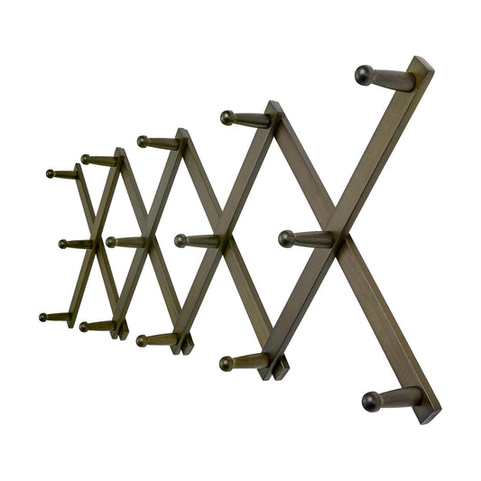 Accordion Wall Hanger:16'' High Wooden Expandable Coat Rack, Hat Rack for Wall,Accordion Hook for Baseball