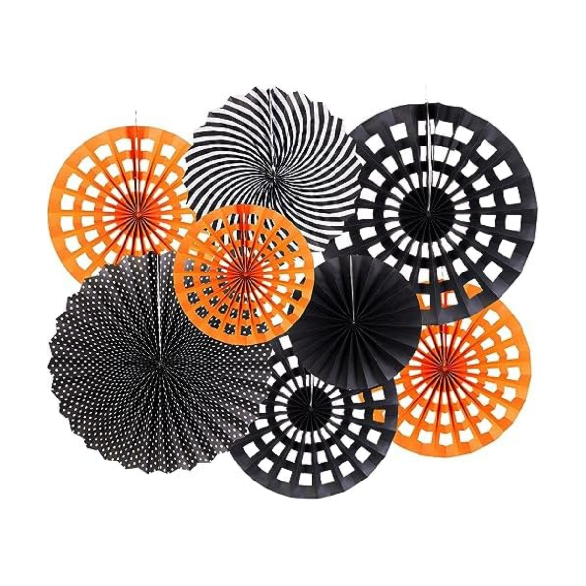 Halloween Party Decorations, Black and Orange Party Decorations, Halloween Spider Web Hanging Paper Fans Party Decorations for Basketball Birthday Graduation Gothic Office Halloween Party Decorations