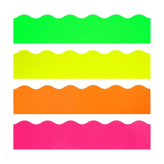 Neon Color Bulletin Board Border Fluorescent Yellow Orange Rose Red Decoration / Green / 69 Inch