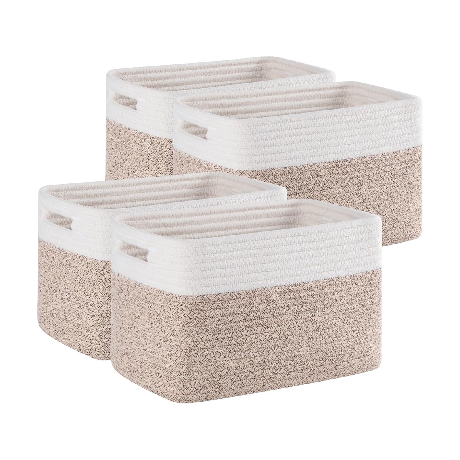 Woven Baskets / Books / Brown & White / Small/12.7''lx9''wx7.8''h / Set of 4
