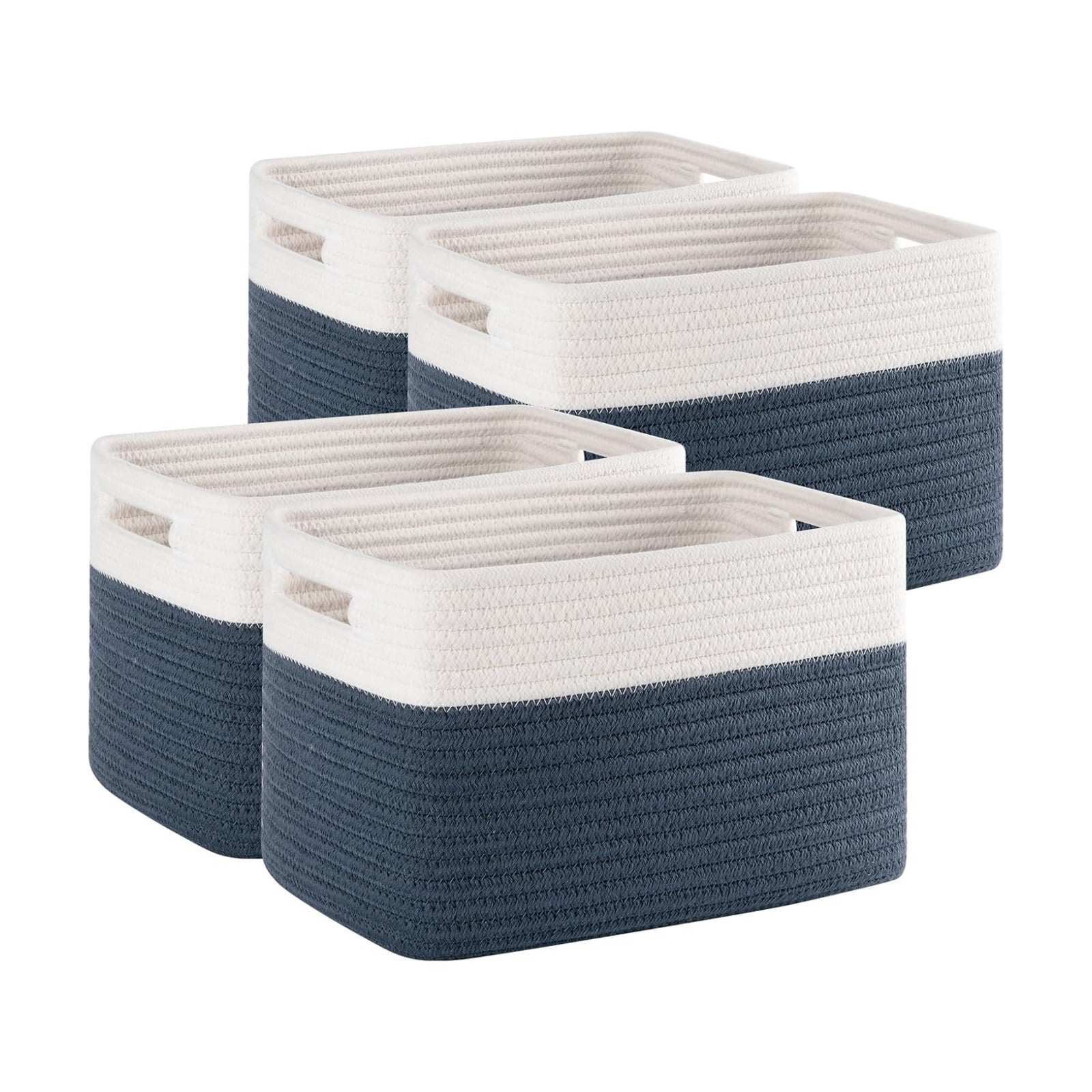 Woven Baskets / Books / Blue & White / Small/12.7''lx9''wx7.8''h / Set of 4
