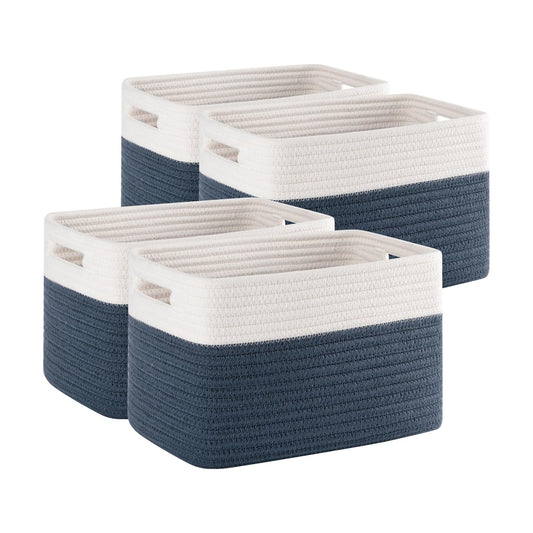 Woven Baskets / Books / Blue & White / Small/12.7''lx9''wx7.8''h / Set of 4