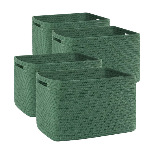 Woven Baskets / Books / Green / Small/12.7''lx9''wx7.8''h / Set of 4