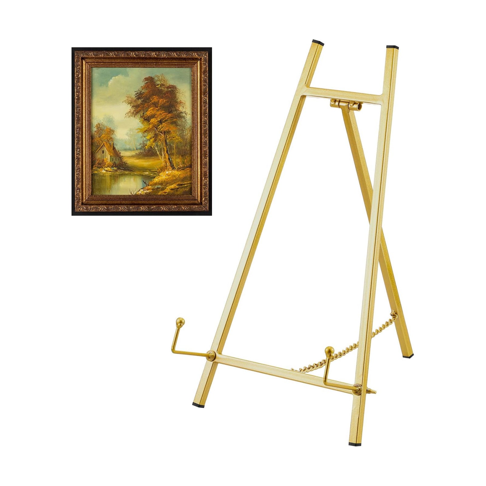 Metal Easel Stand 16.5" H x 8.7" W x 4.3" D Table Top Easel Stand for Display Tripod Art / Gold