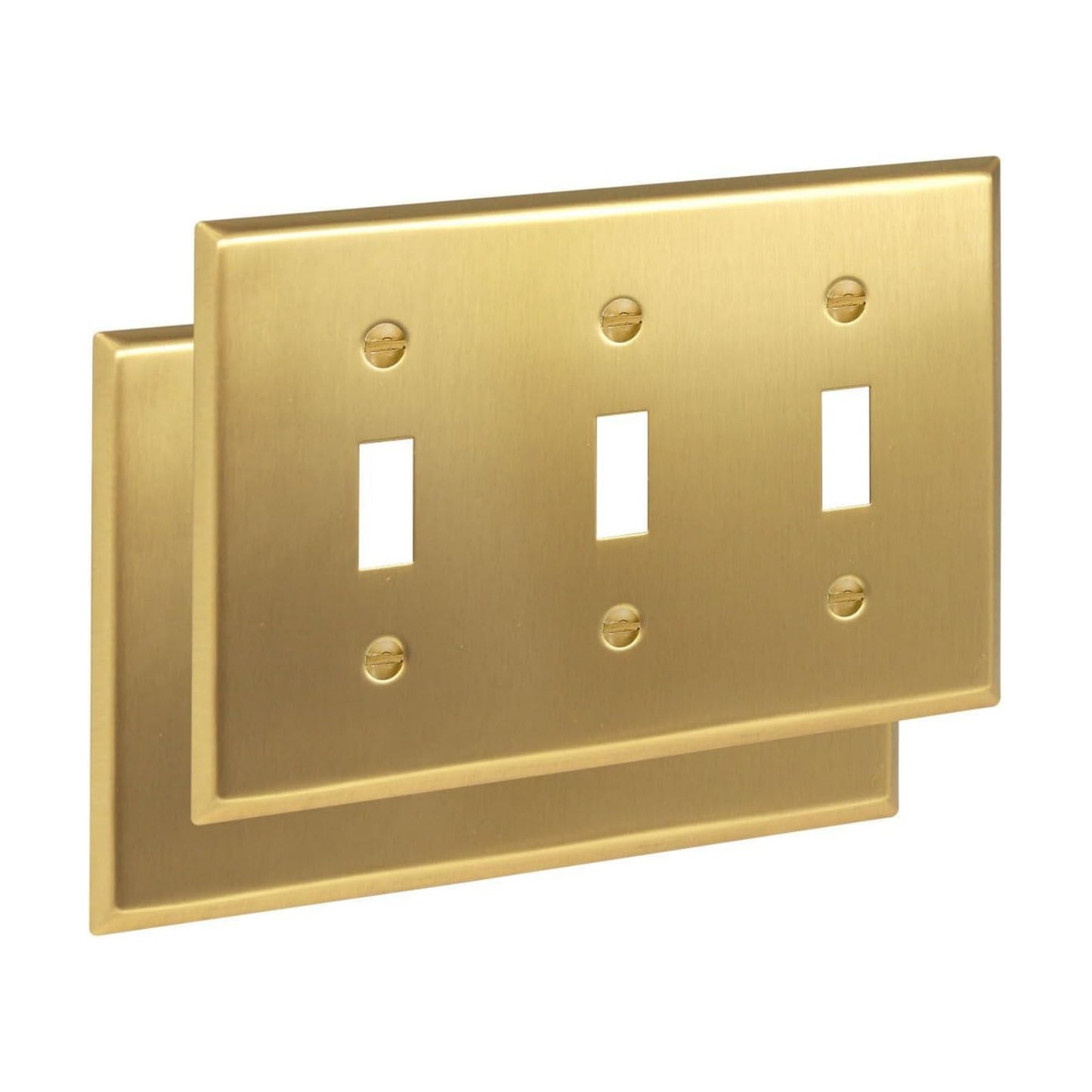 Rio Salto BRASS Brushed Brass Gold Metal Triple Toggle Switch Plate Flip Switch Outlet Covers Light Switch Cover Wall