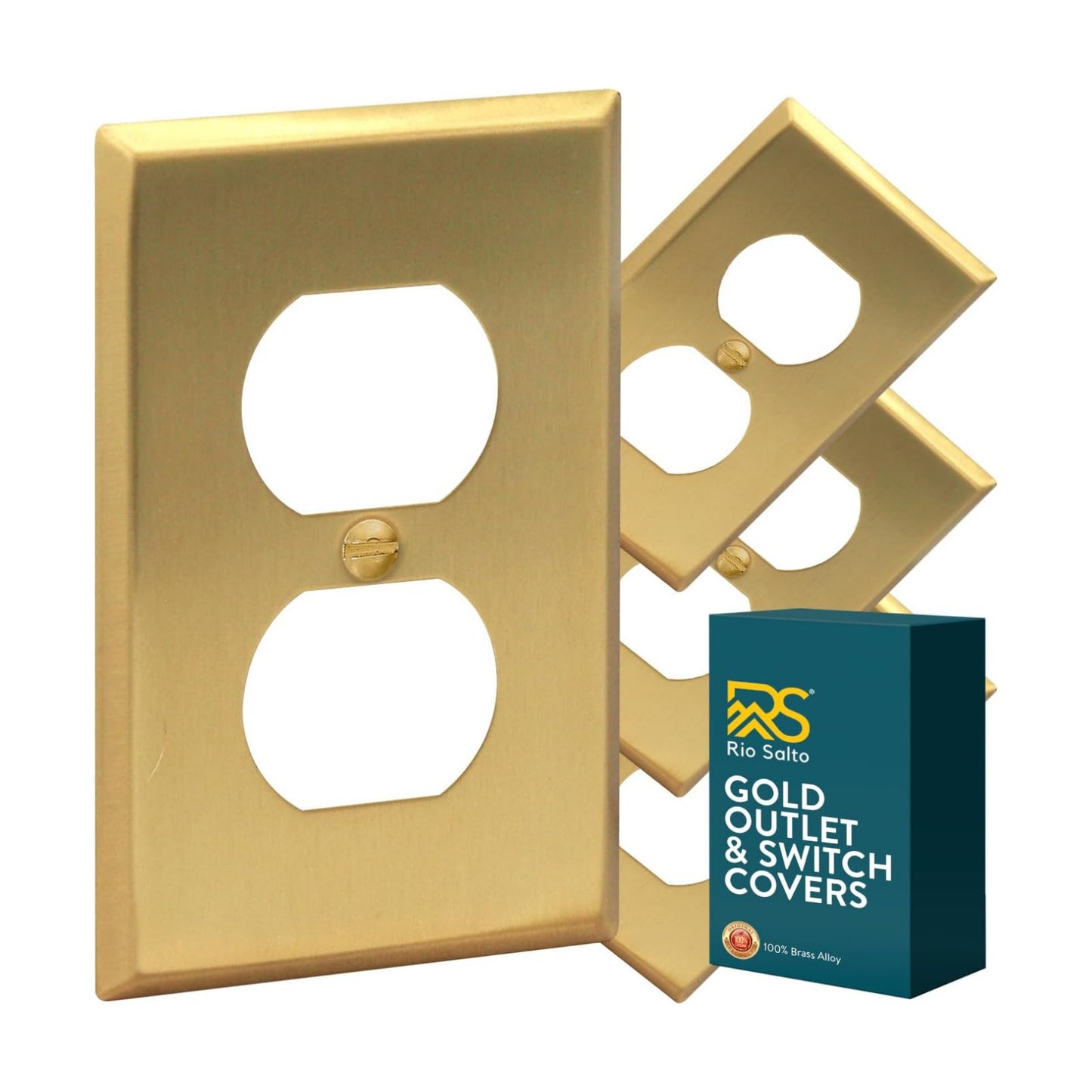 Rio Salto BRASS Decorative Outlet Covers Light Switch Covers Duplex Outlet Cover Receptacle Wall Plate Brushed Brass