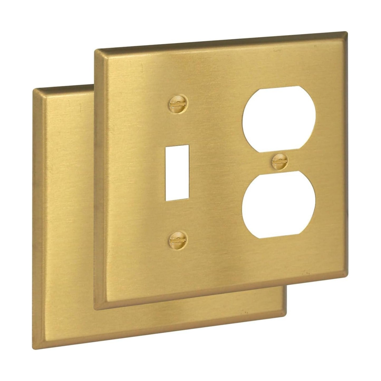 Rio Salto STANDARD SIZE Metal Gold Combination Toggle Switch and Duplex Receptacle Metal Wall Plate Outlet Cover or