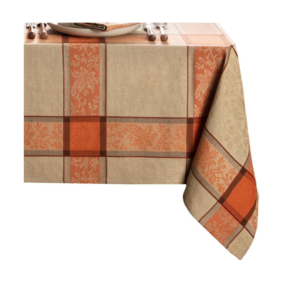 Threadmade Autumnal Harvest Jacquard Tablecloth, Multicolor - 60" W x 84" L
