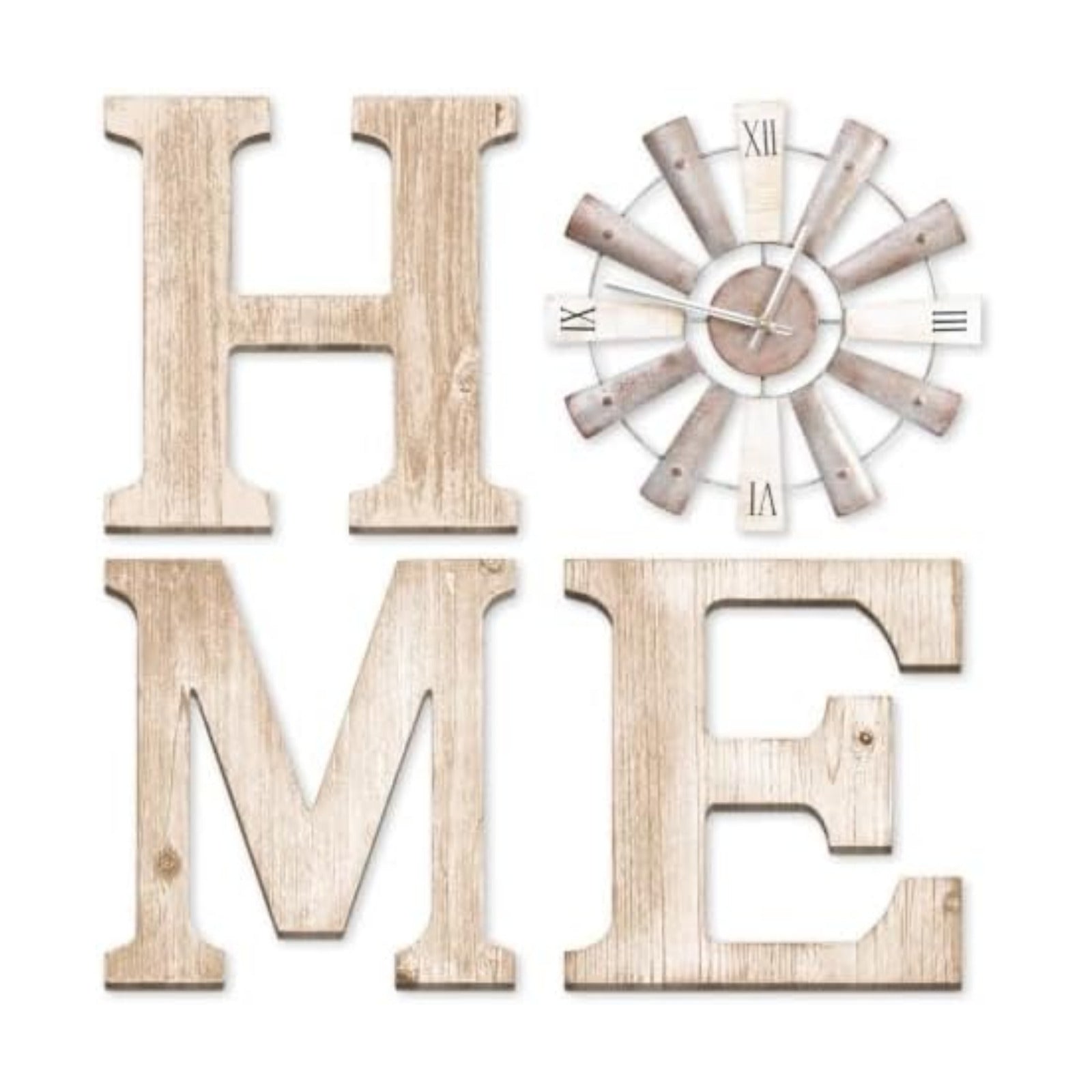 Farmhouse Home Signs with Windmill Clock Wall Decor Rustic Home Letters Wall Art for Living Room Kitchen Entryway