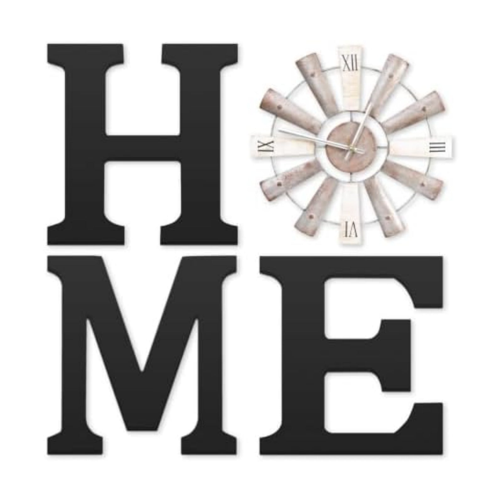 Farmhouse Home Signs with Windmill Clock Wall Decor Rustic Home Letters Wall Art for Living Room Kitchen Entryway