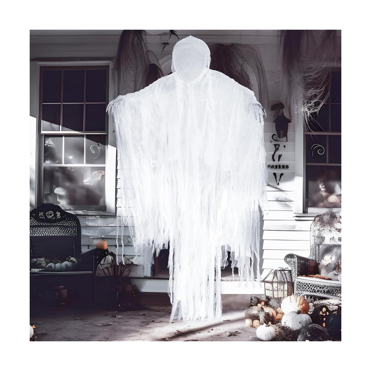 JOYIN 63” Halloween Hanging Ghost Decorations Outdoor, White Faceless Grim Reaper in White Horror Robe for Halloween Tree Yard Party Outside Hanging Decorations Party Supplies