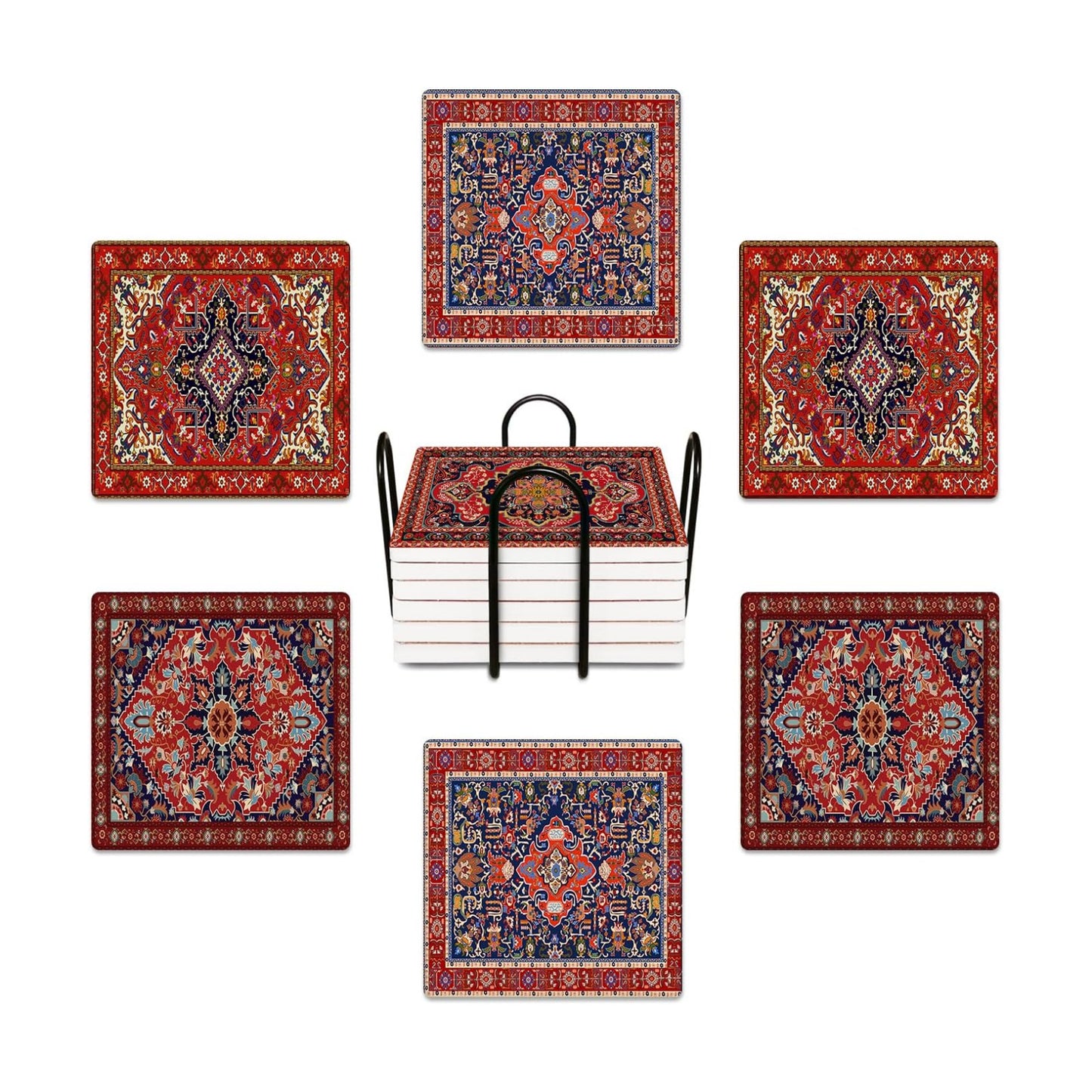 Cork Base and Metal / Red / Set of 6