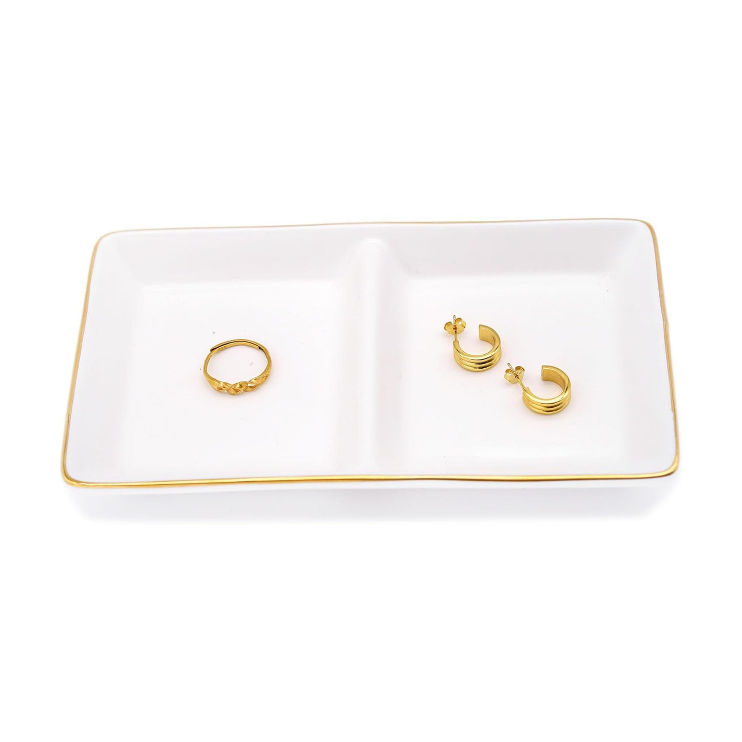 Ceramic Jewelry Dish Tray / White