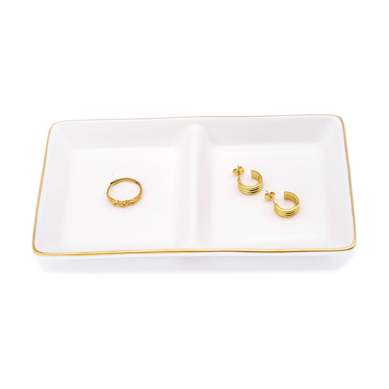 Ceramic Jewelry Dish Tray / White
