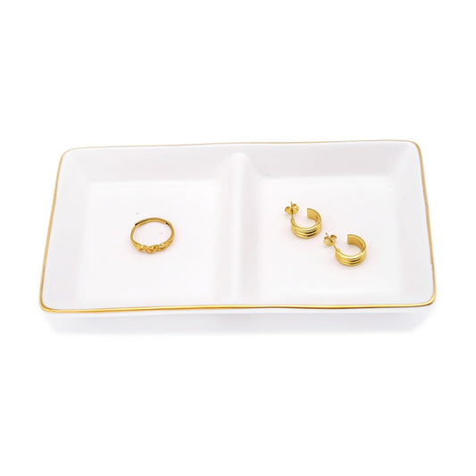Ceramic Jewelry Dish Tray / White