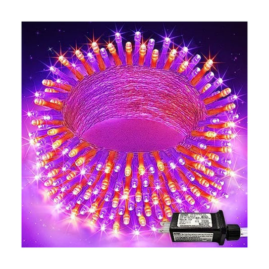 JMEXSUSS 200 LED Halloween Lights Outdoor Orange & Purple Halloween Lights