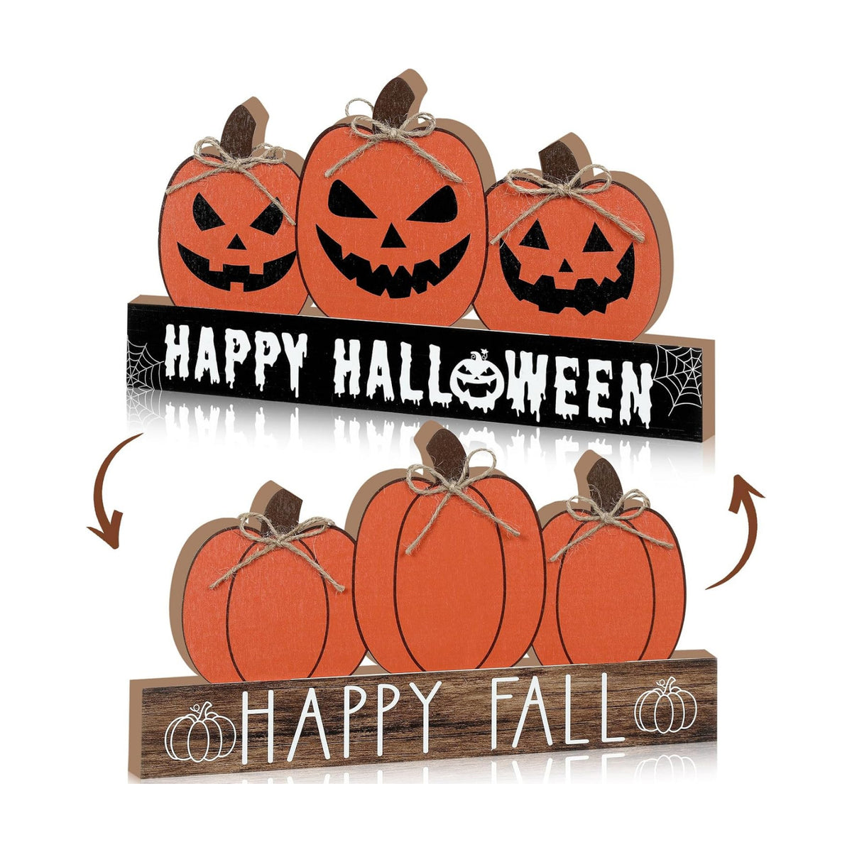 Happy Fall and Halloween Wooden Pumpkin Sign Office Home Decor