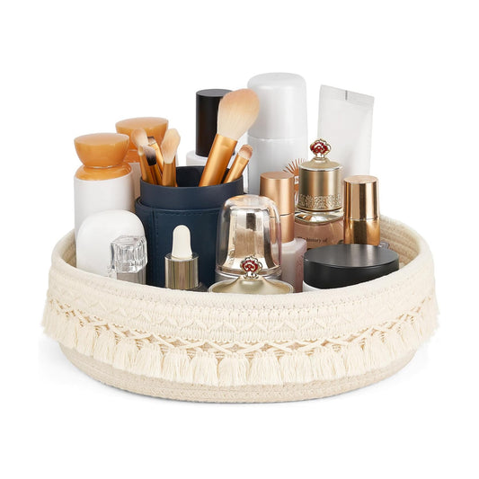 Makeup Perfume Holder Organizer Macrame Decorative Woven Rope Basket Boho Decor Cosmetics / Cream