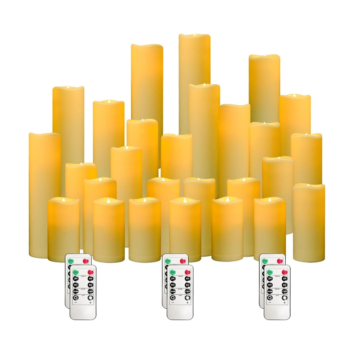 YIWER Plastic Waterproof Flameless Candles Set of 27: Battery Operated Candles Ivory Flickering Pillar Candles Include