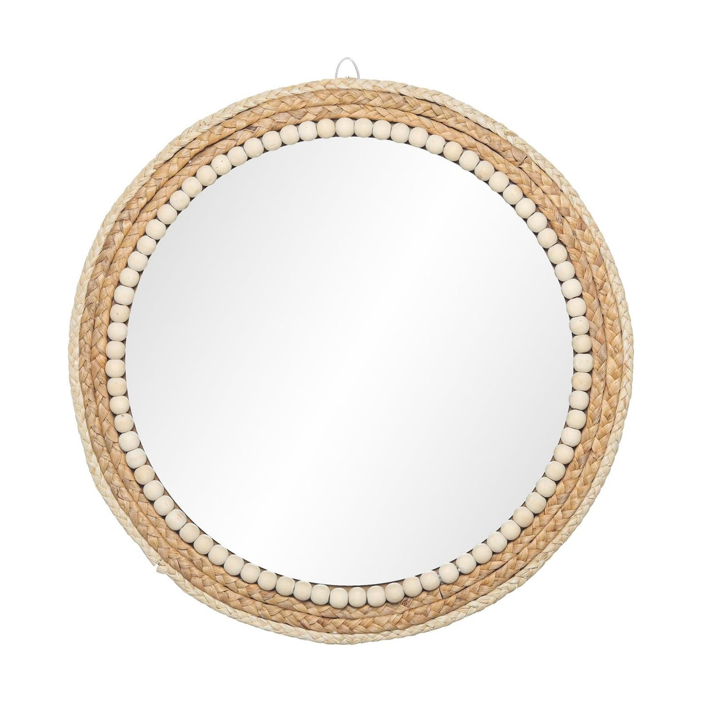 Boho Round Hanging Wall Mirror Decorative Rattan Circle Mirrors / 18 Inch Wood / 18 Inch